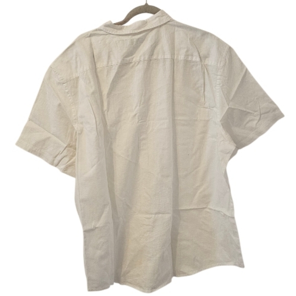 White Old Navy Men's Classic Fit Everyday Linen-Blend Blend Button Down Shirt - Picture 2 of 6